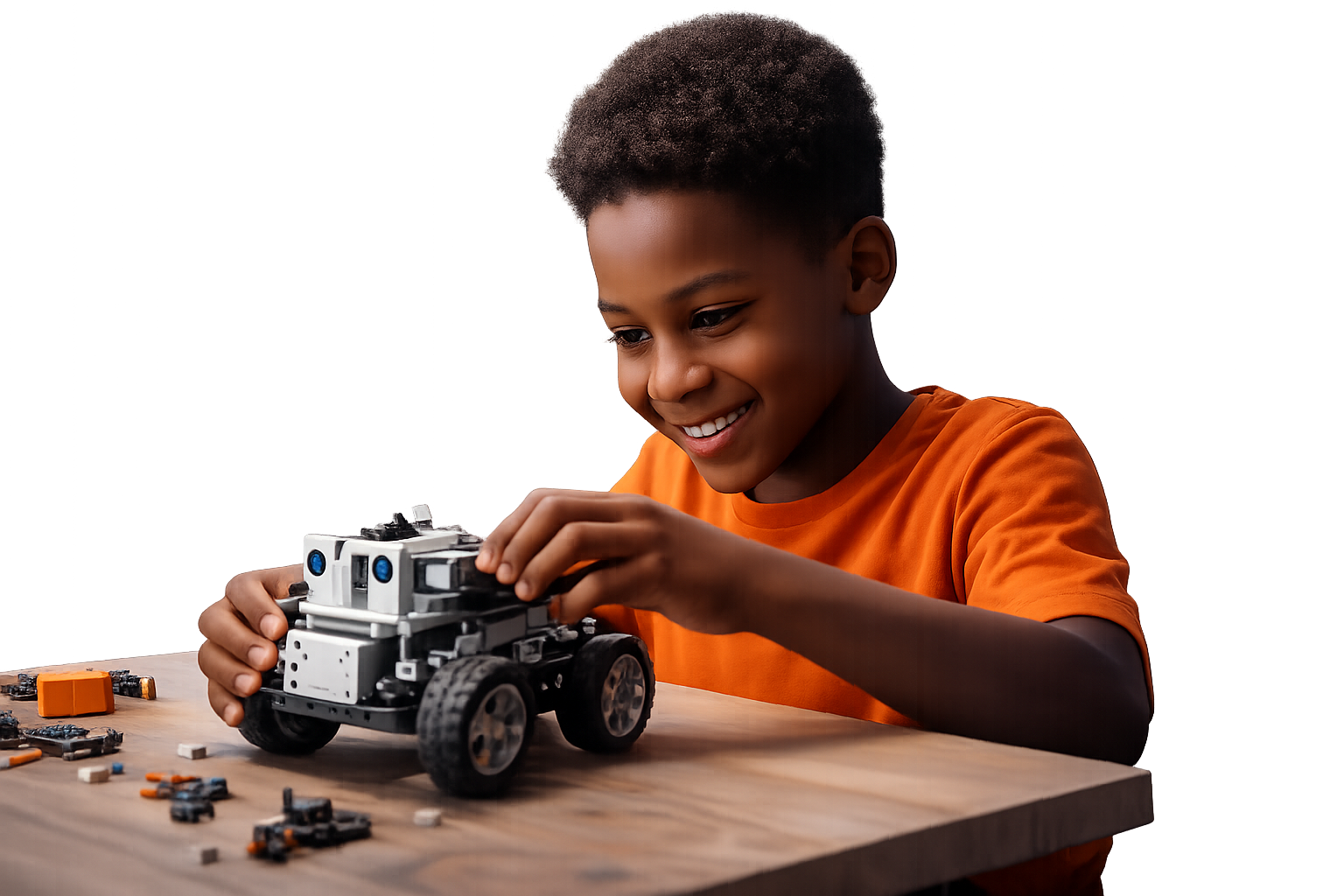 TechxaForge student building robot